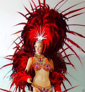 Da NeeNa C058HB Showgirl Burlesque Orange Samba Headdress Shoulder Pieces Wings