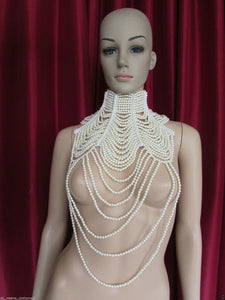 Da NeeNa J018A Showgirl Dior Pageant Vegas Cabaret Drag Pearl Necklace Choker