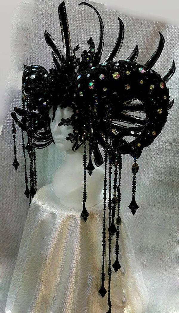 Da NeeNa H821Ninja Alien Monster Prince Parade Showgirl Vegas Crystal Headdress