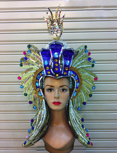 Da NeeNa H1232 Drag Pharaoh Crystal Egypt Cleopatra Cabaret Showgirl Headdress