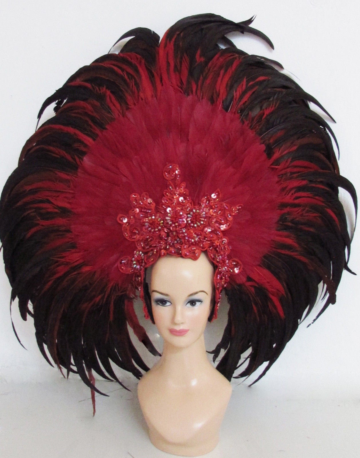 Da NeeNa H109 Cabaret Drag Samba Showgirl Crystal Feather Headdress