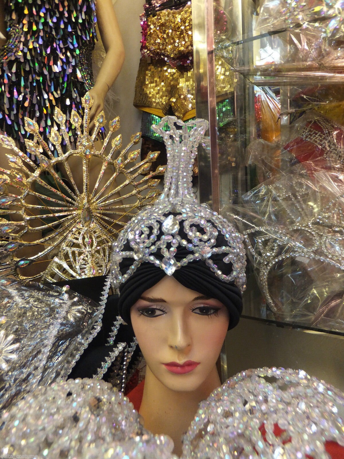 Da NeeNa H047 Showgirl Vegas Cabaret Drag Pearl Crystal Crown Headdress