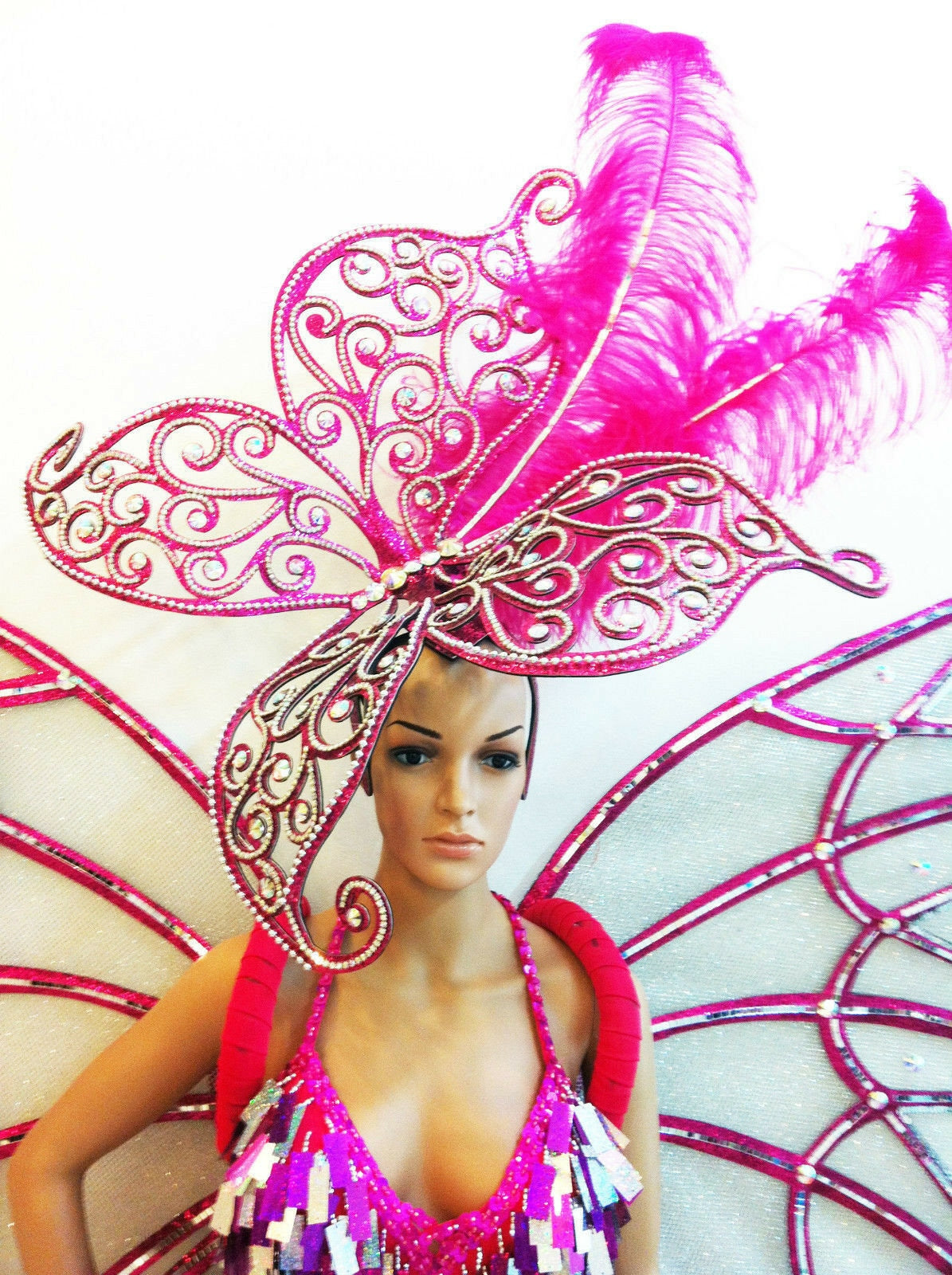 Da NeeNa H006a Butterfly Drag Cabaret Dance Carnival Vegas Showgirl Headdress