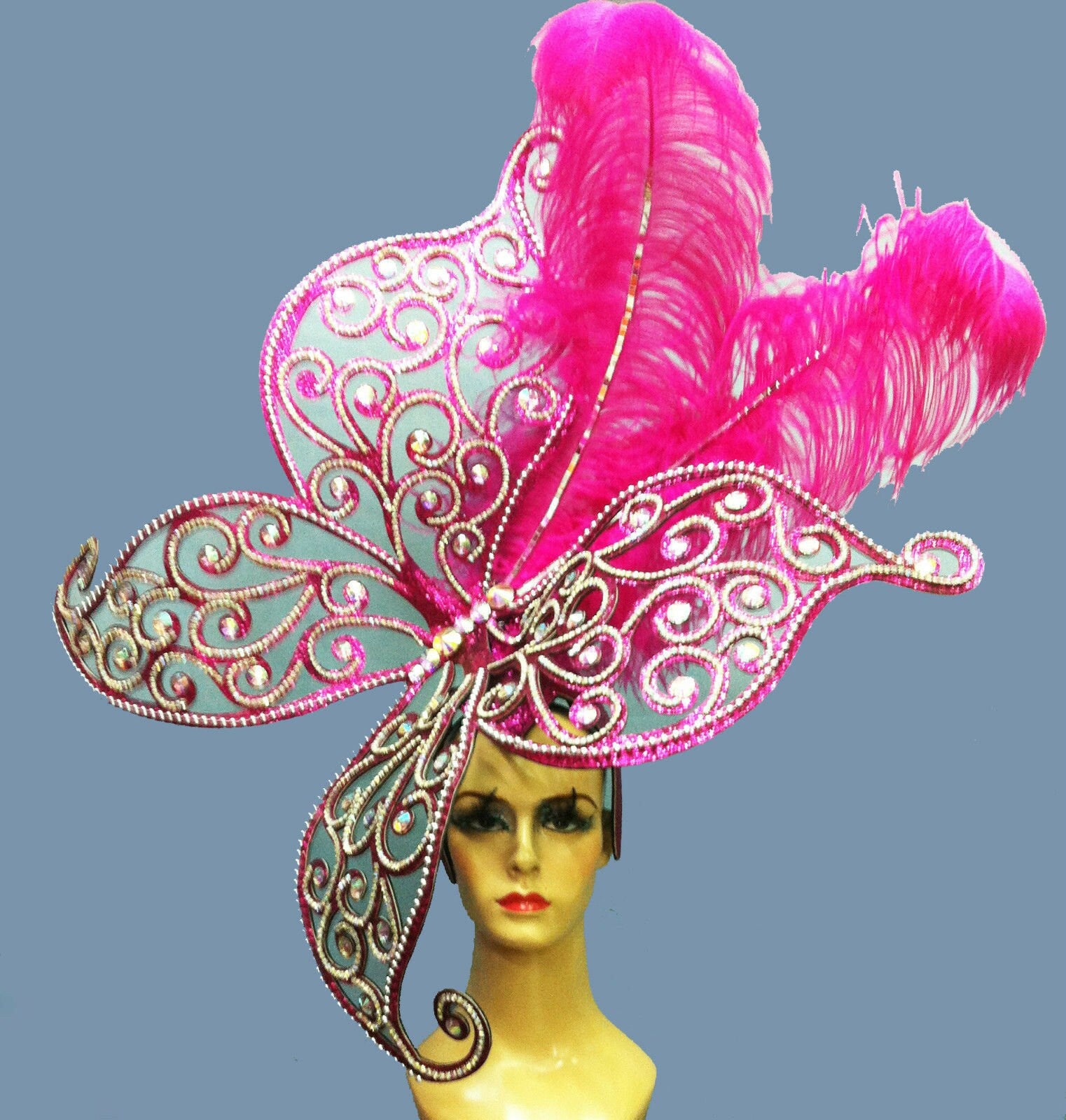 Da NeeNa H006a Butterfly Drag Cabaret Dance Carnival Vegas Showgirl Headdress