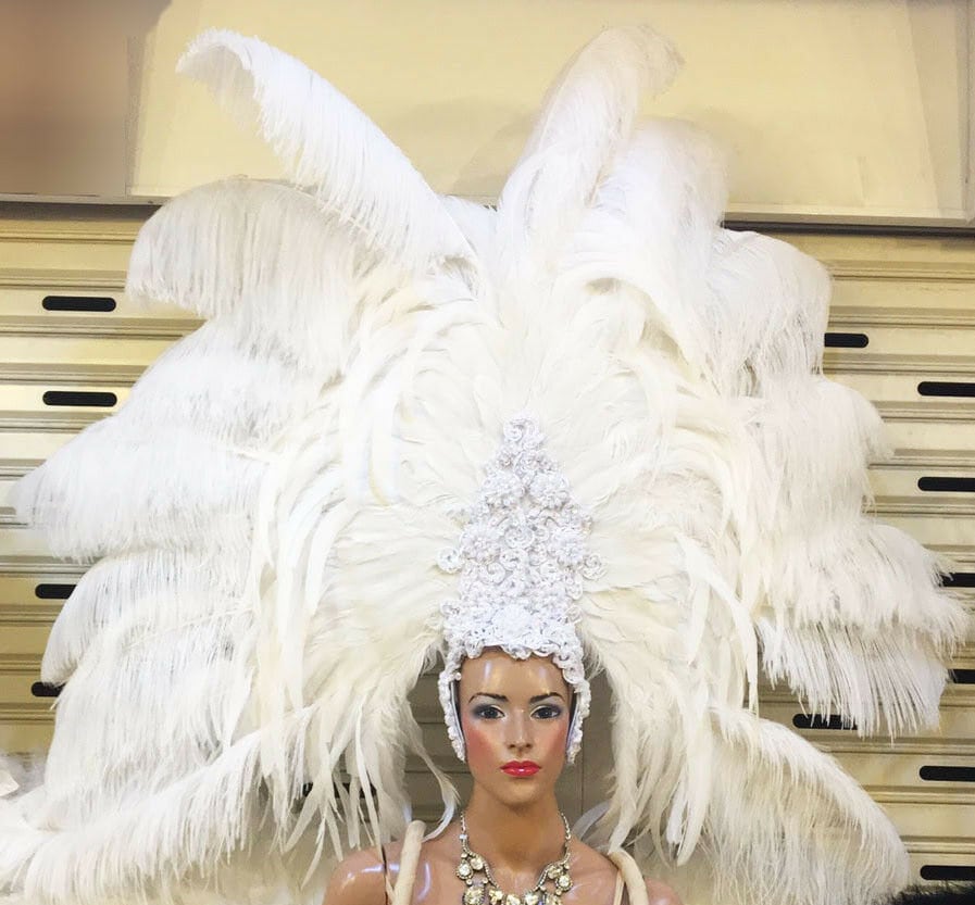 Da NeeNa H797 White Victoria Crystal Vegas Dance Showgirl Pageant Headdress