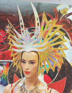 Da NeeNa H683 Gold Bushido Blood Angel Samba Showgirl Pageant Dance Headdress