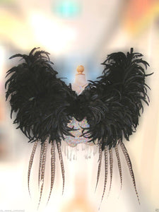 Da NeeNa C578 The Sexy Black Angel Vegas Crystal Wings Dance Dress Costume Set