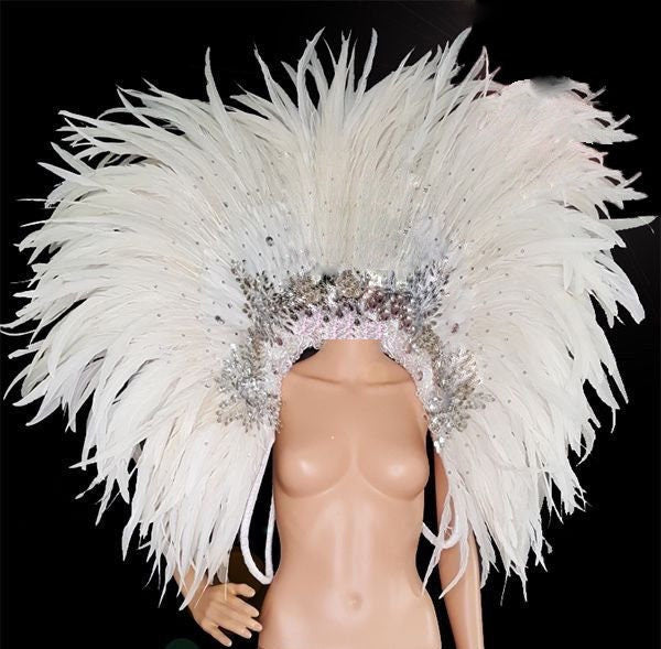 Da NeeNa B0399C Showgirl Vegas Samba Brazil Feather Canary Black Kitty Backpiece