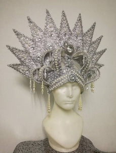 Da NeeNa H924 The Metallic Princess Showgirl Stage Queen Vegas Dance Headdress