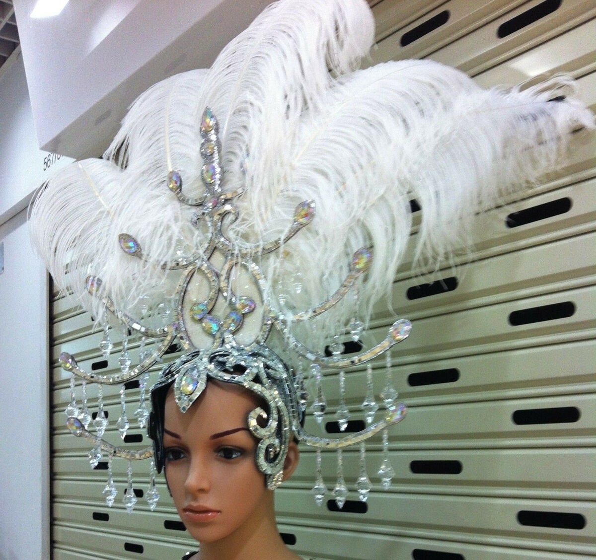 Da NeeNa H1231 Drag Ostrich Feather Crystal Queen Showgirl Headdress