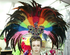 Da NeeNa RB Rainbow Drag Parade Dress Cabaret Showgirl Headdress