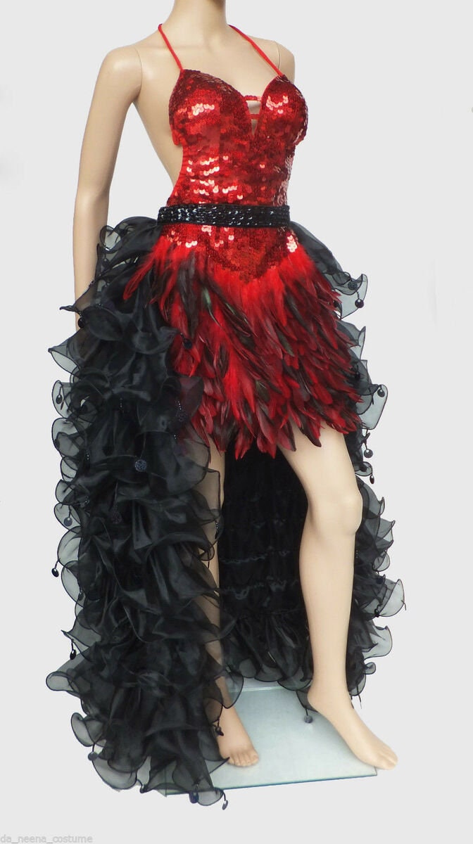 Da NeeNa RS02 Vegas Showgirl Dance Organza Cabaret Drag Queen Ruffle Skirt XS-XL