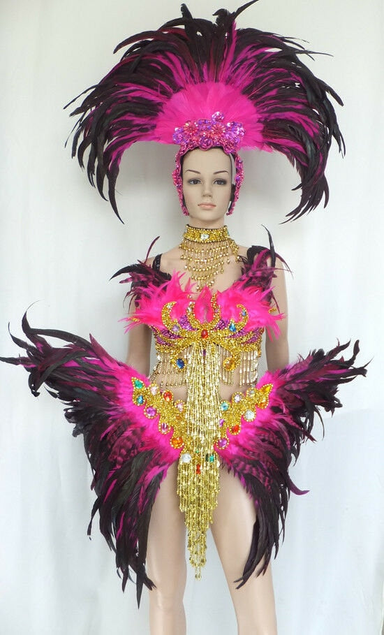 Da NeeNa FT Samba Parade Drag Carnival Rio Dancer Parrot Headdress Costume XS-XL