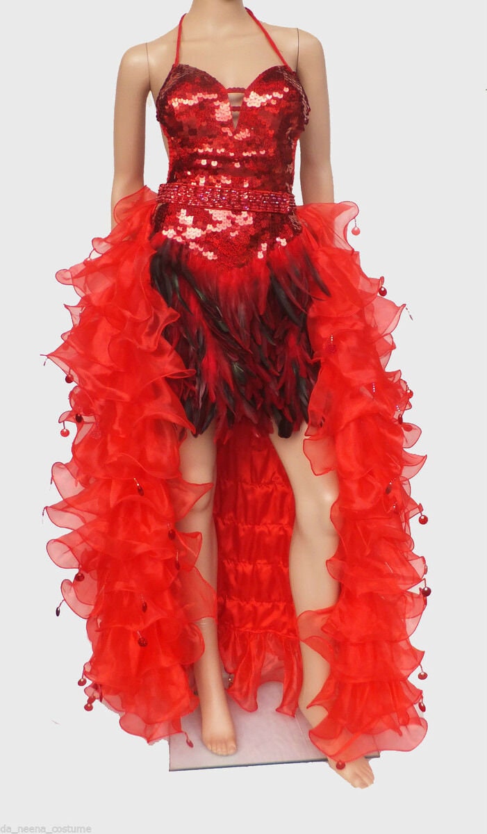 Da NeeNa RS02 Vegas Showgirl Dance Organza Cabaret Drag Queen Ruffle Skirt XS-XL