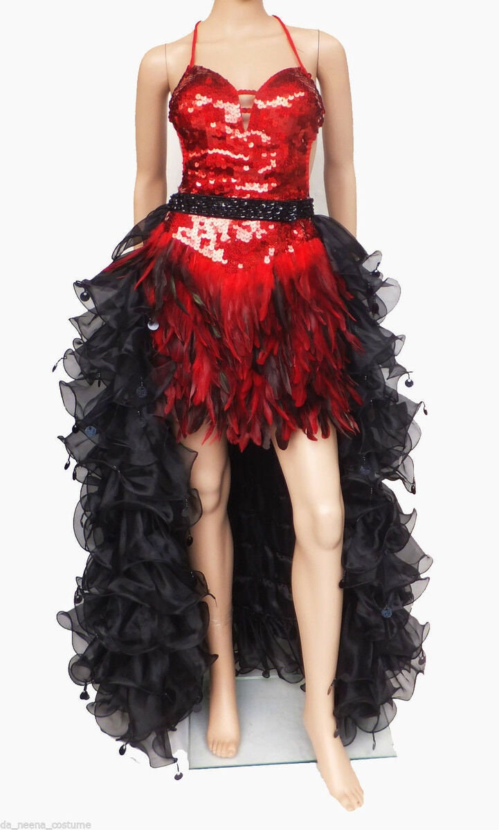 Da NeeNa RS02 Vegas Showgirl Dance Organza Cabaret Drag Queen Ruffle Skirt XS-XL