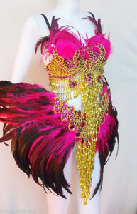 Da NeeNa FT Samba Parade Drag Carnival Rio Dancer Parrot Headdress Costume XS-XL