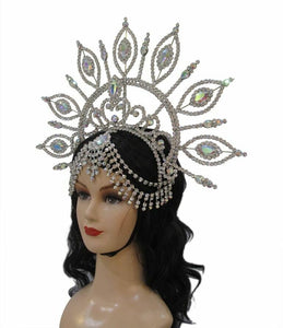 Da NeeNa HQC687 Leaf Princess Showgirl Samba Peacock Crystal Headdress Crown