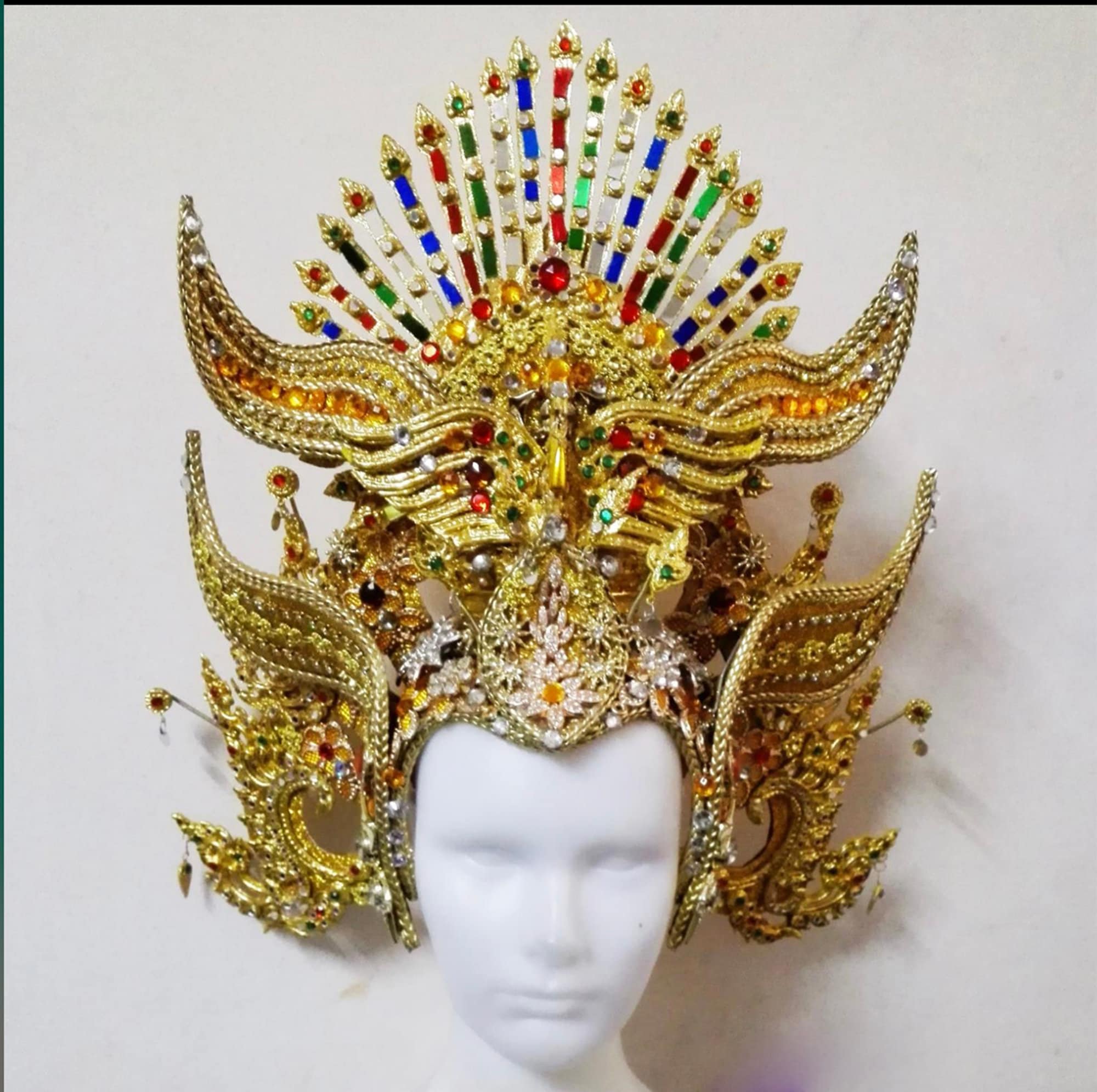 Da NeeNa H934 God of Bull Asian Thai Indonesia Bali Showgirl Crystal Headdress