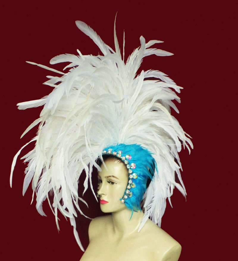 Da NeeNa H024W Mohawk Cabaret Vegas Roman White Swan Samba Feather Headdress