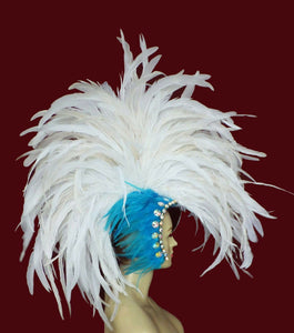 Da NeeNa H024W Mohawk Cabaret Vegas Roman White Swan Samba Feather Headdress