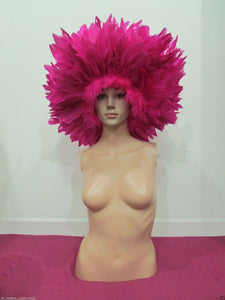 Da NeeNa H195C White Entertainer Showgirl Dance Joker Feather Wig Headdress