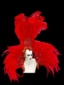 Da NeeNa B0399HB Showgirl Vegas Samba Brazil Feather Kitty Headdress Backpiece