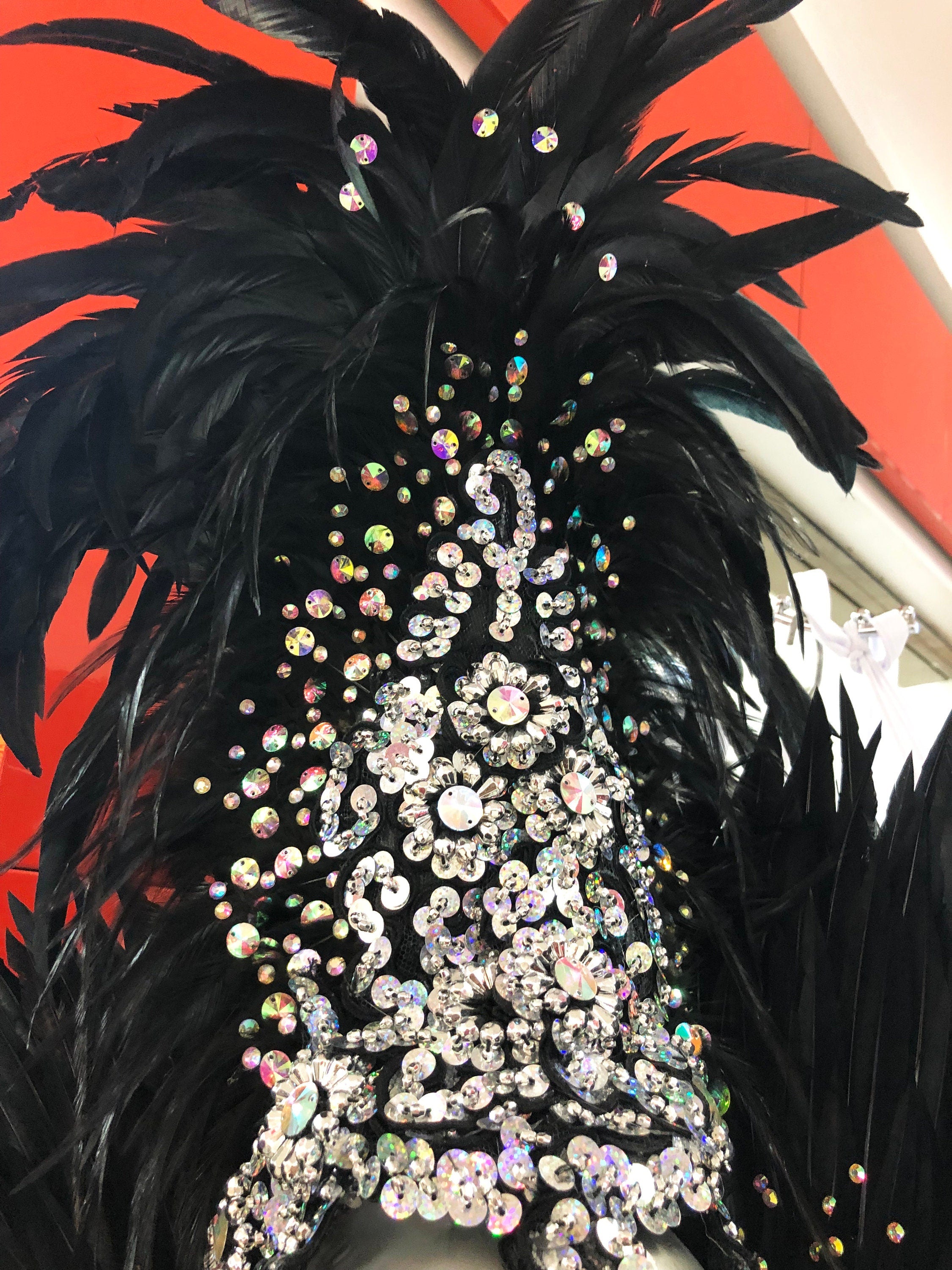 Da NeeNa B943 Mistress of Devil Crystal Pageant Vegas Dancer Headdress Backpiece