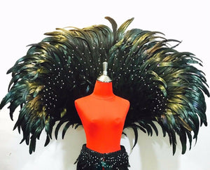 Da NeeNa C712 The Crow Angel Wings Showgirl Dance Vegas Crystal Skirt Shoulder Pieces