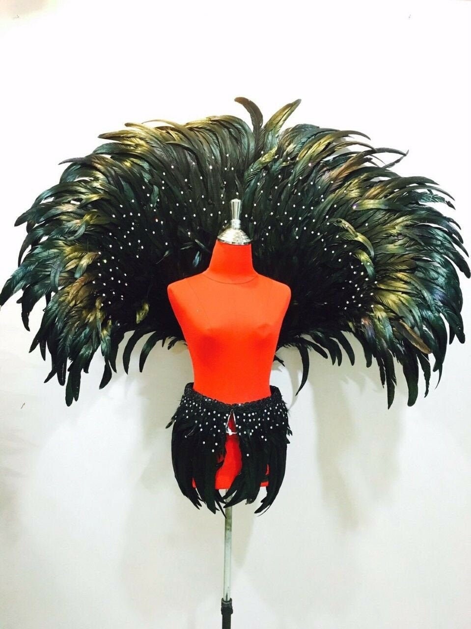 Da NeeNa C712 The Crow Angel Wings Showgirl Dance Vegas Crystal Skirt Shoulder Pieces