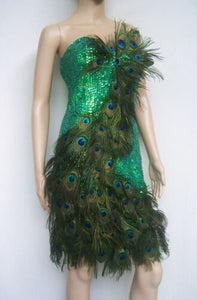 Evita PG Vegas Showgirl Drag Peacock Feather Dress XS-XL