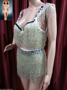 Da NeeNa L024M Jennifer Lopez Beyonce Sequin Bra Lady Gaga Dress Skirt XS-XL