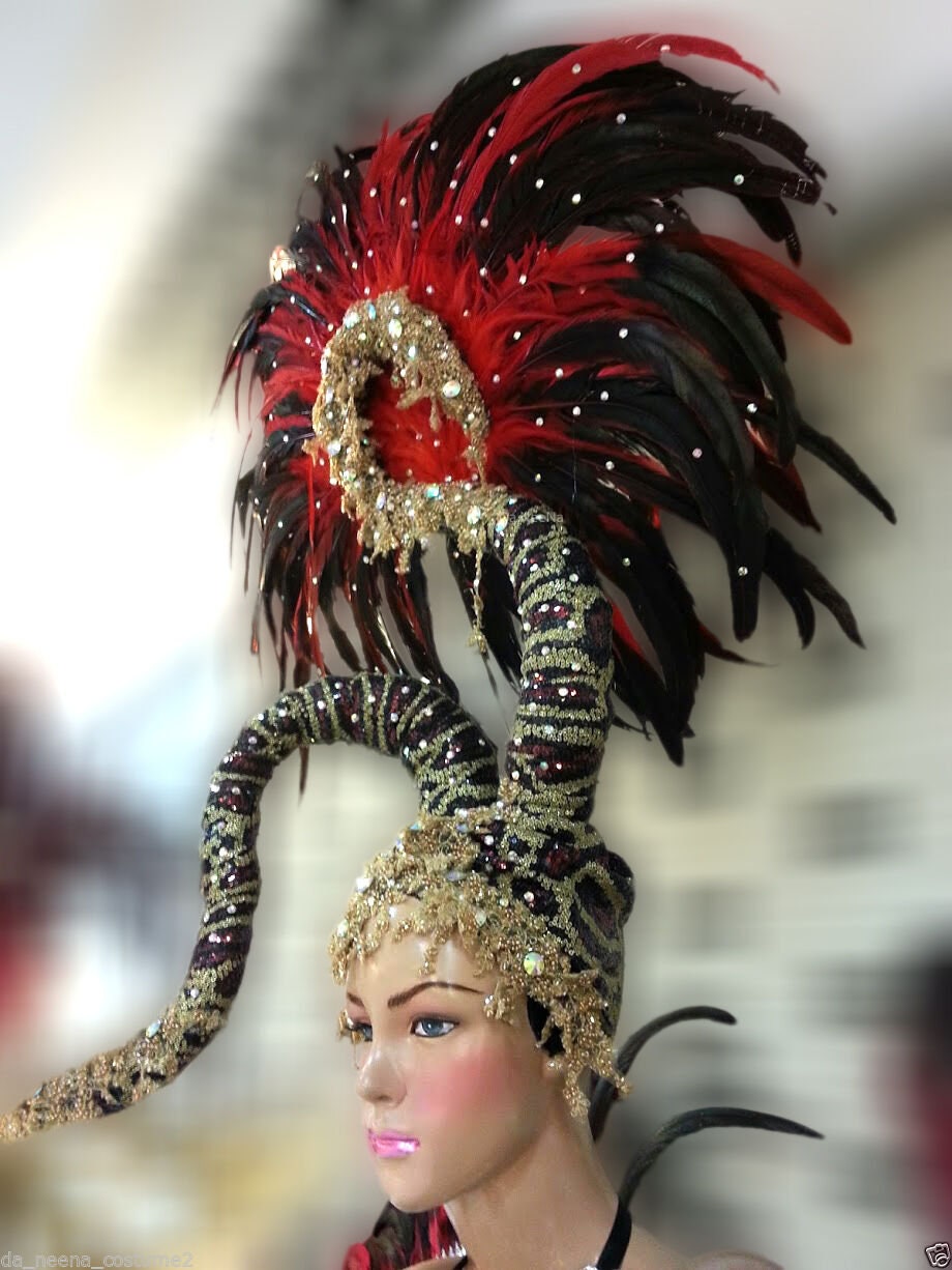 DaNeeNa H199 Magician Serpent Queen Crystal Feather Showgirl pageant Headdress