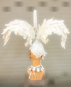 DaNeeNa H658 Flying White Gold Swan Queen Crystal Showgirl Vegas Headdress