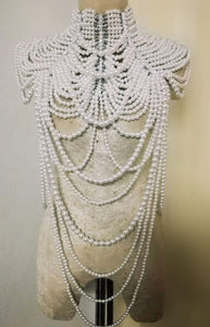 Da NeeNa J018W Sexy Showgirl Cabaret Pageant Vegas Bead Pearl Necklace Choker