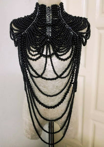 Da NeeNa J018W Sexy Showgirl Cabaret Pageant Vegas Bead Pearl Necklace Choker