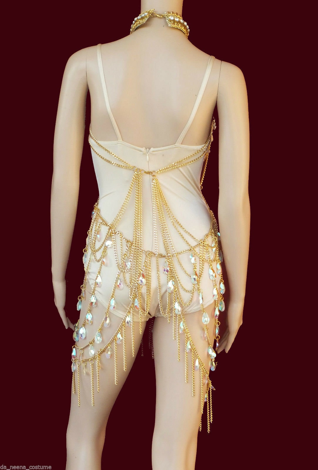 Da NeeNa L014 Vegas Drag Cabaret Showgirl Burlesque Crystal Leotard XS-XL