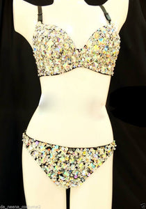 Da NeeNa M0093 Salsa Latin Samba Crystal Sequin Bra Bikini Thong XS-XL