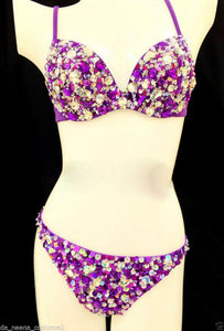 Da NeeNa M0093 Salsa Latin Samba Crystal Sequin Bra Bikini Thong XS-XL