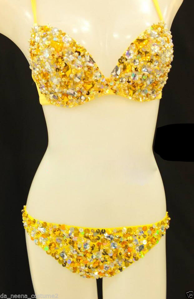 Da NeeNa M0093 Salsa Latin Samba Crystal Sequin Bra Bikini Thong XS-XL