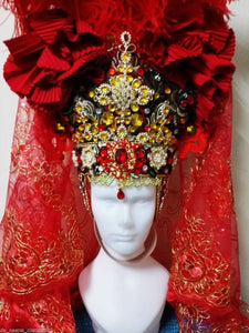 Da NeeNa H625 Forest God Goddess Crystal Dance Drag Pageant Showgirl Headdress