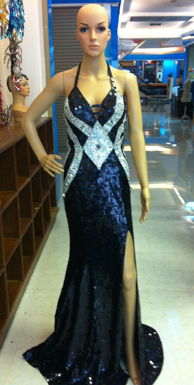 Da NeeNa G020 Vegas Showgirl Drag Diamond Sequin Gown Dress XS-XL