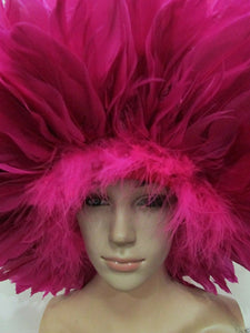 Da NeeNa H195C White Entertainer Showgirl Dance Joker Feather Wig Headdress