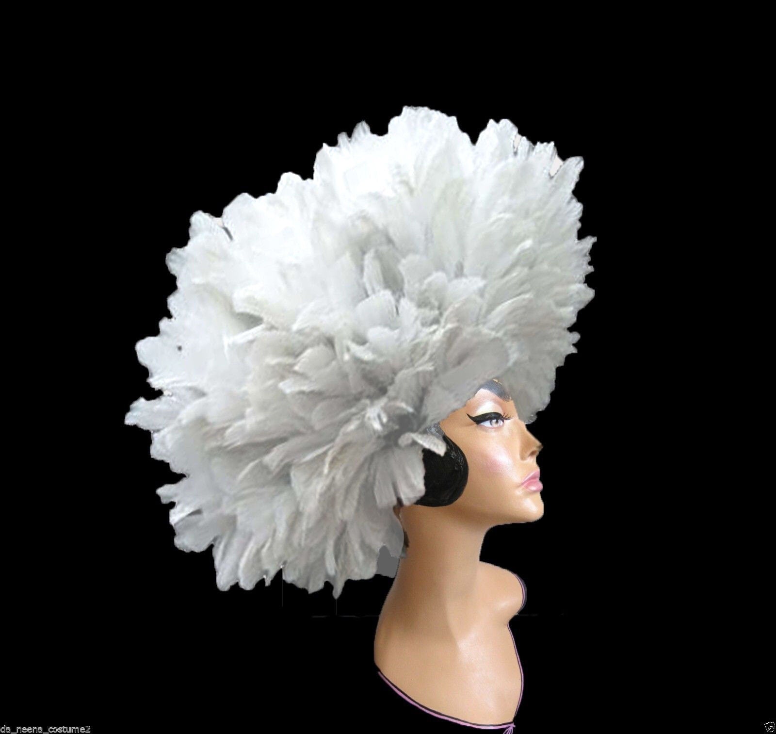 Da NeeNa H195C White Entertainer Showgirl Dance Joker Feather Wig Headdress