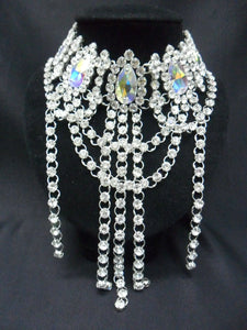 Da NeeNa J056 Party Showgirl Vegas Drag Cabaret Royal blue Crystal Necklace