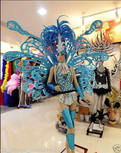 Da NeeNa C058B Victoria Blue Angel Butterfly Headdress Shoulder Pieces Costume XS-XL