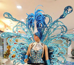 Da NeeNa C058B Victoria Blue Angel Butterfly Headdress Shoulder Pieces Costume XS-XL