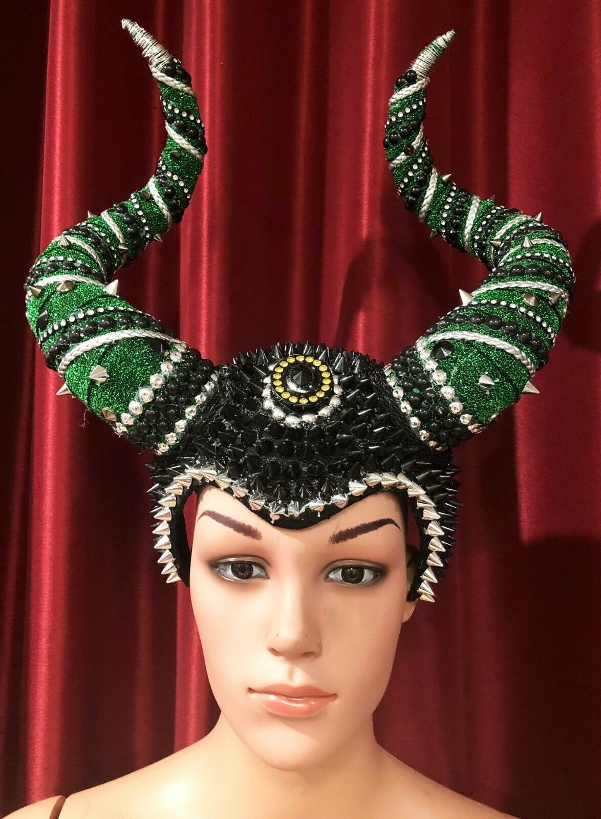 Da NeeNa H618 The Strong Viking Warrior Longhorns Crystal Dance Drag Headdress