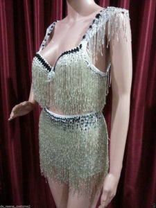 Da NeeNa L024M Jennifer Lopez Beyonce Sequin Bra Lady Gaga Dress Skirt XS-XL