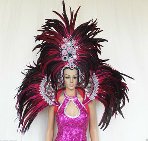 Da NeeNa C041 Vegas Cabaret Showgirl Dancer Burlesque Headress and Shoulder Pieces