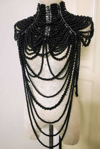 Da NeeNa J018W Sexy Showgirl Cabaret Pageant Vegas Bead Pearl Necklace Choker